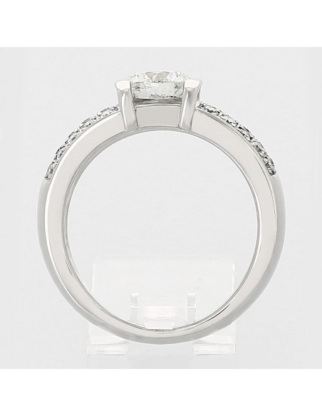Solitaire or et diamants Florence, pavé avec 1 diamant rond serti demi clos 0,70 ct - or 18 carats