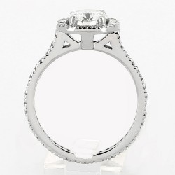 Solitaire or et diamants Margaux. Entourage forme coussin et tour complet de diamants - or 18 carats 2