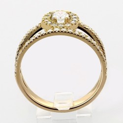 Bague or et diamants Clémence. Double corps serti avec un diamant à entourage sur l'un des anneaux - or 18 carats 2