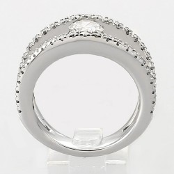 Solitaire or et diamants Anaelle. Double corps pavé diamants - or 18 carats 2