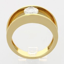 Solitaire or et diamant Anaelle. Modèle double corps avec un diamant serti entre les deux anneaux - or 18 carats 2