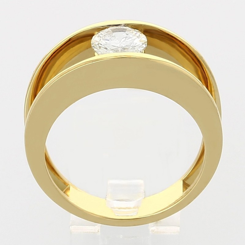 Solitaire or et diamant Anaelle. Modèle double corps avec un diamant serti entre les deux anneaux - or 18 carats