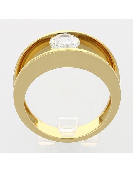 Solitaire or et diamant Anaelle. Modèle double corps avec un diamant serti entre les deux anneaux - or 18 carats