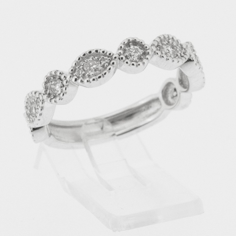 Alliance Femme or et diamants Flavie, diamants sertis dans motifs de forme navette - or 18 carats