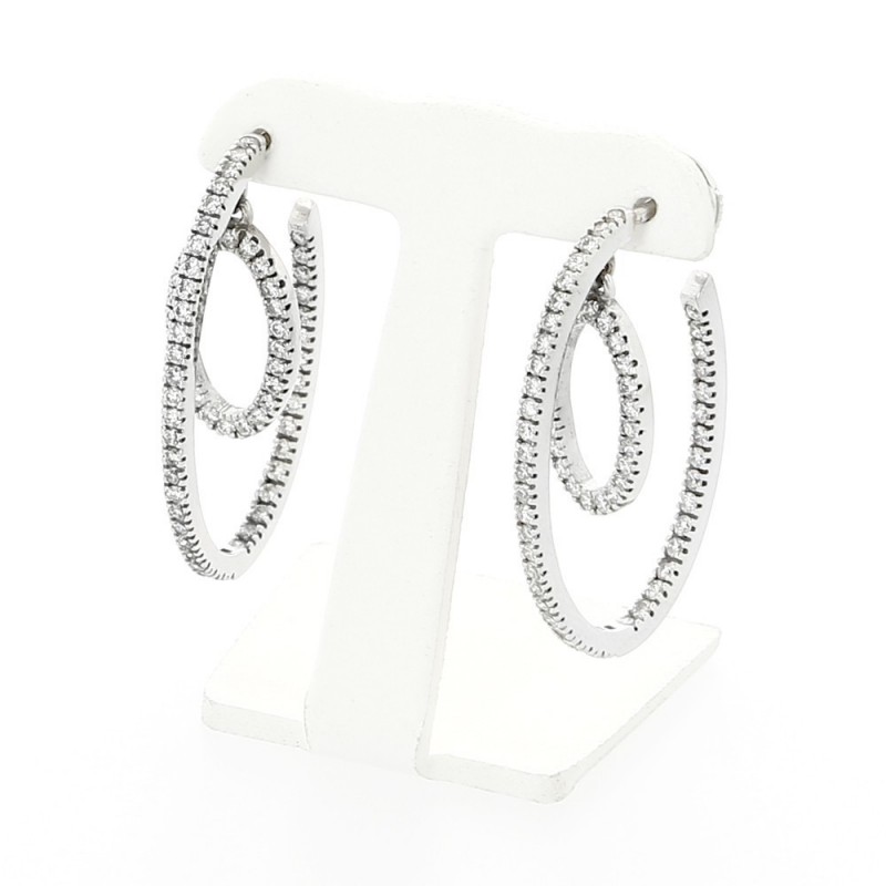 Boucles d'oreilles créoles serti mini griffes diamants 2,01 carats-or 18 carats