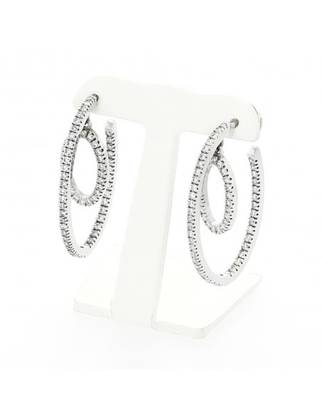 Boucles d'oreilles créoles serti mini griffes diamants-or 18 carats