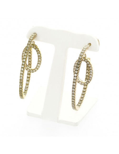 Boucles d'oreilles créoles serti mini griffes diamants -or 18 carats