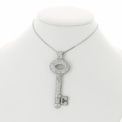 Collier pendentif clef pavé serti grains diamants 2,83 carats-or 18 carats