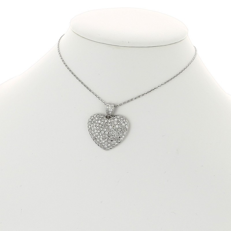 Collier pendentif cœur pavé diamants 1,62 carat-or 18 carats