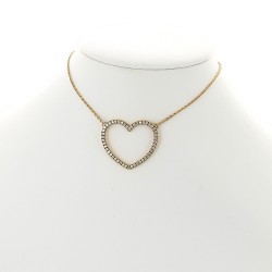 Pendentif collier femme en forme de cœur serti de 50 diamants en mini-griffes pour un caratage de 0,50 carat en or 18 carats