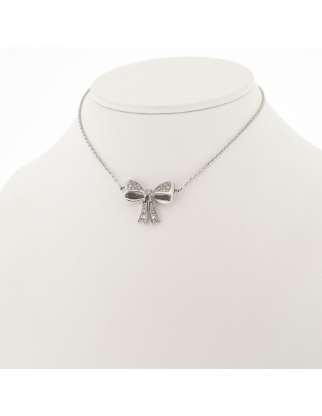 Collier or et diamants Nœud. Pavé de diamants - or 18 carats.