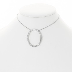 Pendentif diamant motif ovale grand modèle pavé de diamants - or 18 carats