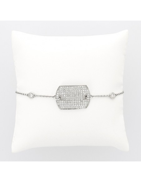 Bracelet diamants Giulia avec plaque large pavée de diamants - or 18 carats