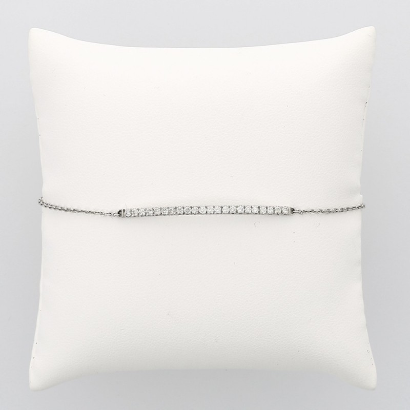 Bracelet femme barrette serti de 22 diamants en grains pour un poids total de 0,40 carat en or 18 carats
