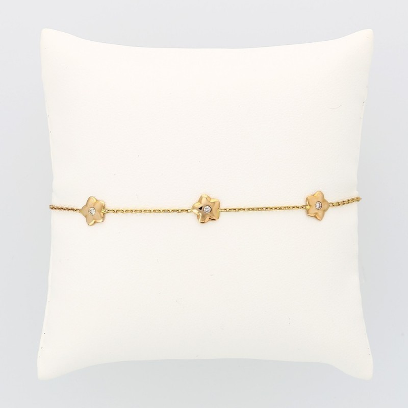 Bracelet femme 5 motifs fleur serti de diamants dans la masse pour un caratage total de 0,10 carat en or 18 carats 