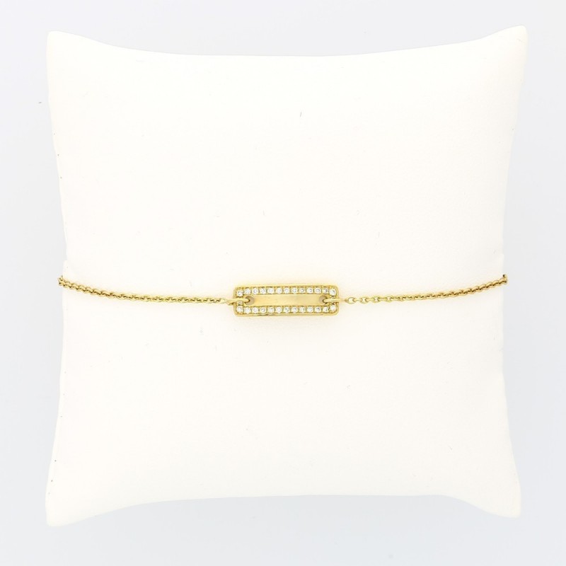 Bracelet  identité enfant diamants 0,20 carat, or 18 carats. Bracelet  identité enfant diamants 0,20 carat, or 18 carats.