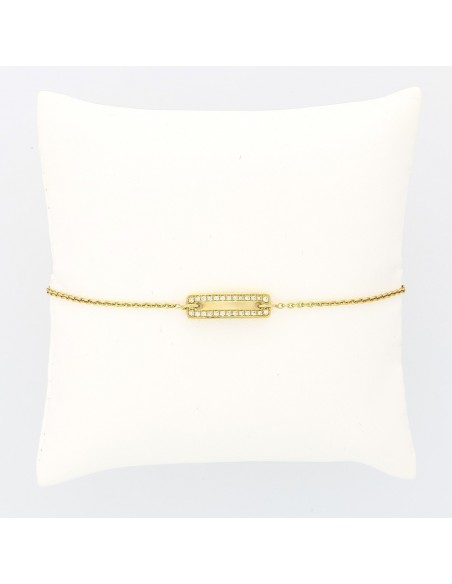 Bracelet  identité enfant diamants 0,20 carat, or 18 carats. Bracelet  identité enfant diamants 0,20 carat, or 18 carats.