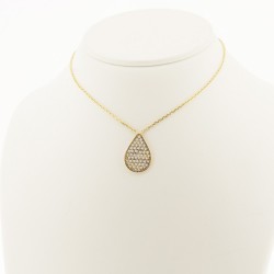 Pendentif motif goutte pavée de diamants sur chaîne en or 18 carats