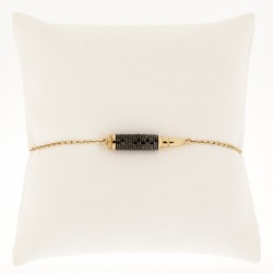 Bracelet balle Kalachnikov serti de diamants noirs pour un total de 1 carat, en or 18 carats