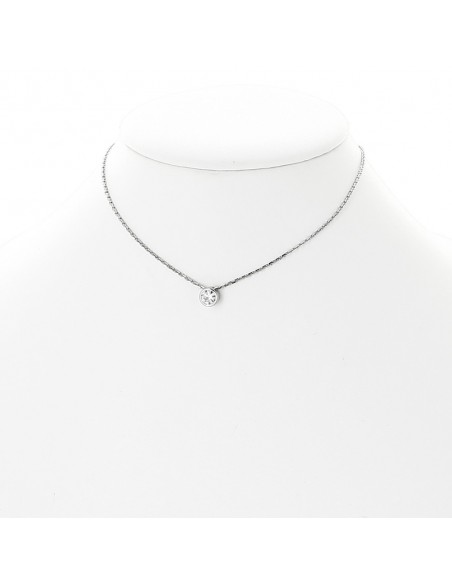 Pendentif diamant serti clos coulissant sur chaine en or 18 carats 