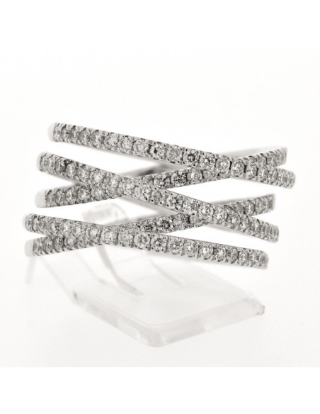 Bague or et diamants Lilou. 5 anneaux entrecroisés serti de diamants - or 18 carats.
