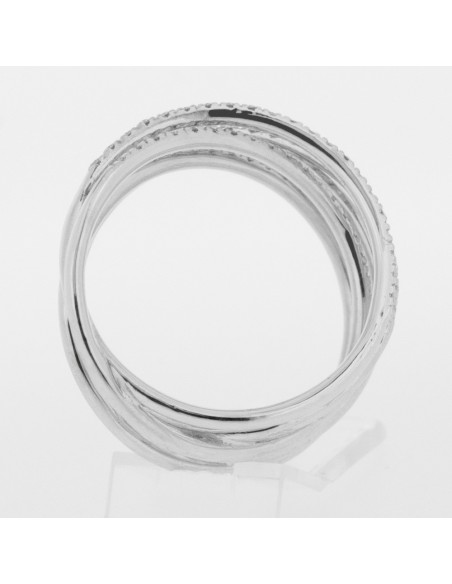 Bague or et diamants Lilou. 5 anneaux entrecroisés serti de diamants - or 18 carats.