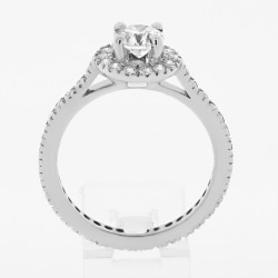 Solitaire or et diamants Alice. Avec tour complet de diamants et entourage - or 18 carats 2