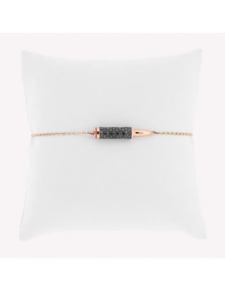 Bracelet homme balle AK-47 sertie de diamants noirs pour 0,90 ct, en or 18 carats 