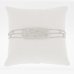 Bracelet pavé de diamants, triple chaine assortie de diamants sertis clos - Or 18 carats - 176 diamants