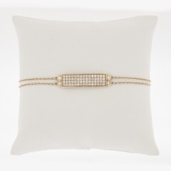 Bracelet pavé de diamants, double chaine assortie de diamants serti clos - Or 18 carats - 60 diamants