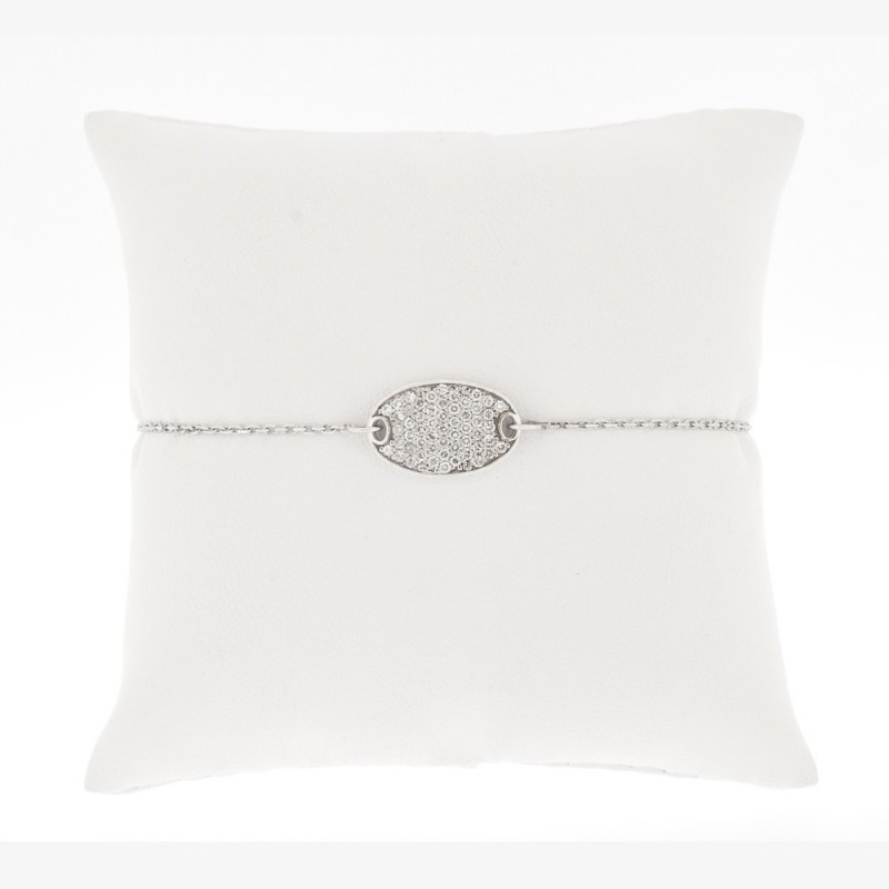 Bracelet motif oval pavé de diamants sertis grains - Or 18 carats
