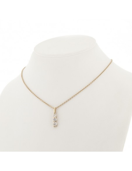 Collier pendentif 3 diamants sertis griffes - Or 18 carats
