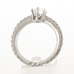 Solitaire or et diamants Annie. Diamant sur 6 griffes et corps entièrement serti de diamants - or 18 carats. 2