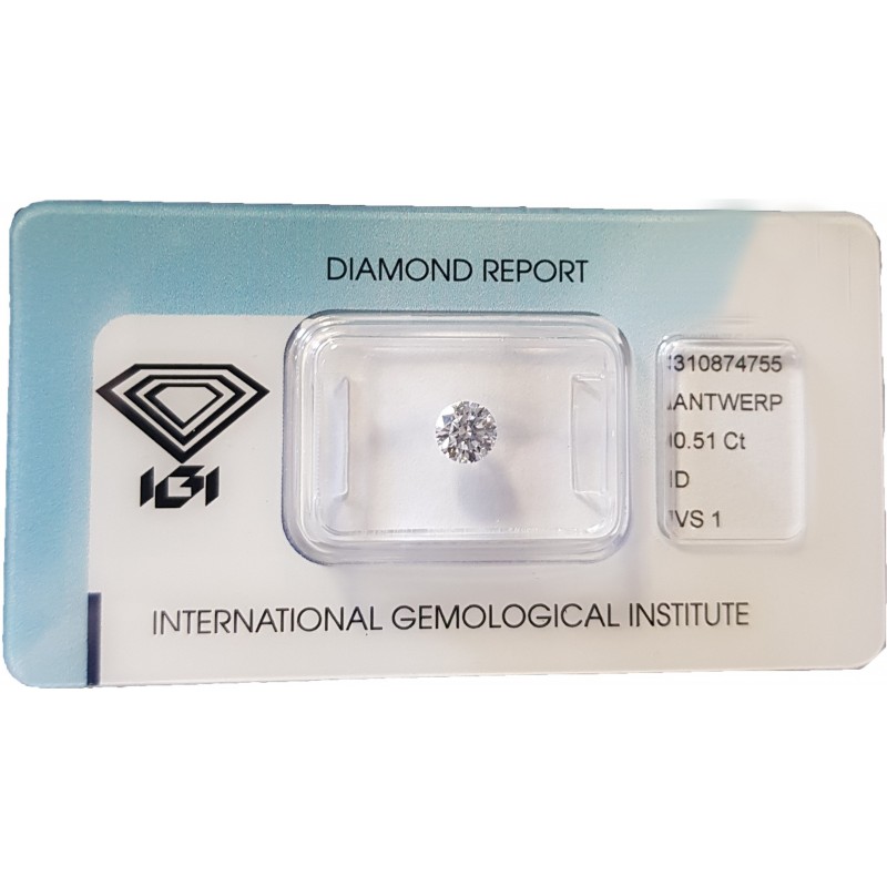 Diamant Rond 0,51ct D - VS1