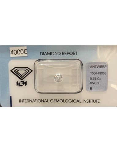 Diamant Coussin 0,76ct E - VVS2