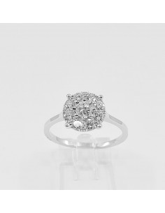 Solitaire illusion Vanessa GM. Pavage de 0,62ct de diamants - or 18 carats