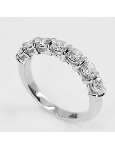Alliance femme or et diamants Viviane. Demi tour serti barrette 7 diamants - or 18 carats