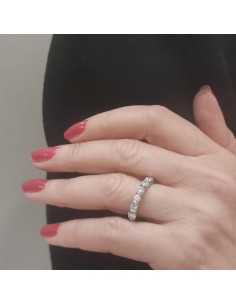 Alliance femme or et diamants Viviane. Demi tour serti barrette 7 diamants - or 18 carats 2