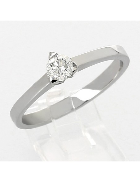 Solitaire or et diamant Denise , 1 diamant serti  sur un chaton 3 griffes - or 18 carats