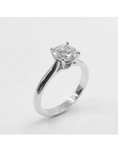 Solitaire or et diamant Duchesse 1ct. Diamant rond (brillant) de 1 carat serti sur chaton 4 griffes - or 18 carats