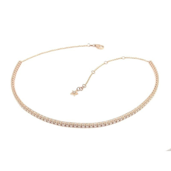 Collier or et diamant River. Rivière de diamants souple - or 18 carats