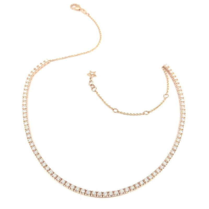 Collier or et diamant River. Rivière de diamants souple - or 18 carats