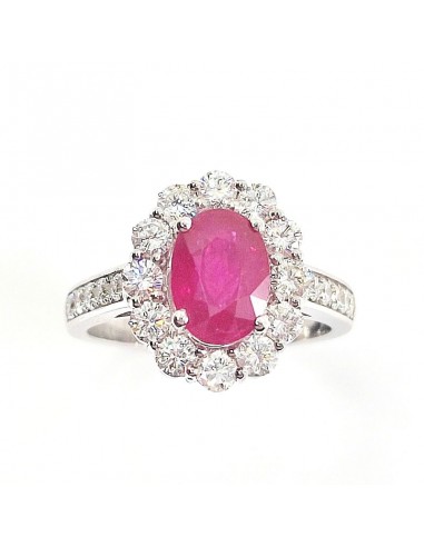 Bague rubis et diamant Elisabeth. Marguerite rubis et diamants - or 18 carats