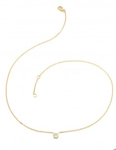 Collier avec un diamant solitaire de 0,30 ct. Monture extra plate. Chaine maille forçat diamantée - or 18 carats 2