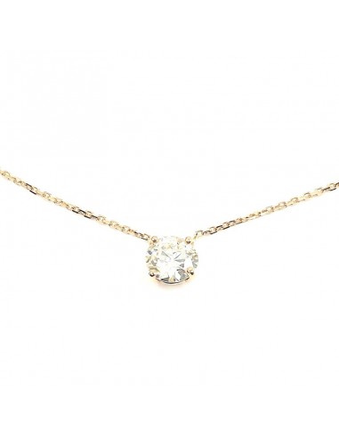 Collier avec un diamant solitaire de 1,54 ct. Monture extra plate. Chaine maille forçat diamantée - or 18 carats