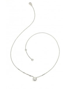 Collier avec un diamant solitaire de 0,90 ct. Monture extra plate. Chaine maille forçat diamantée - or 18 carats 2