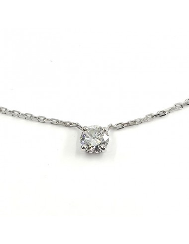 Collier avec un diamant solitaire de 0,40 ct sur chaine maille forçat diamantée - or 18 carats.