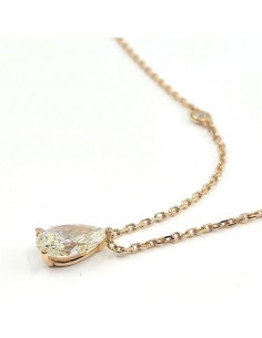 Collier diamant forme poire de 1,07 ct avec 4 diamants en serti clos sur la chaine - or 18 carats 2