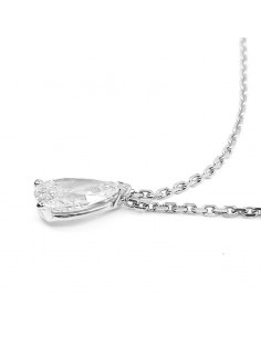 Collier avec pendentif diamant de forme poire 1,10 ct sur chaine maille forçat - or 18 carats 2