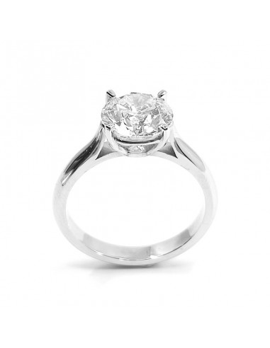 Solitaire or et diamant Duchesse. Diamant taille brillant de 2,14 ct sur chaton 4 griffes - or blanc 18 carats